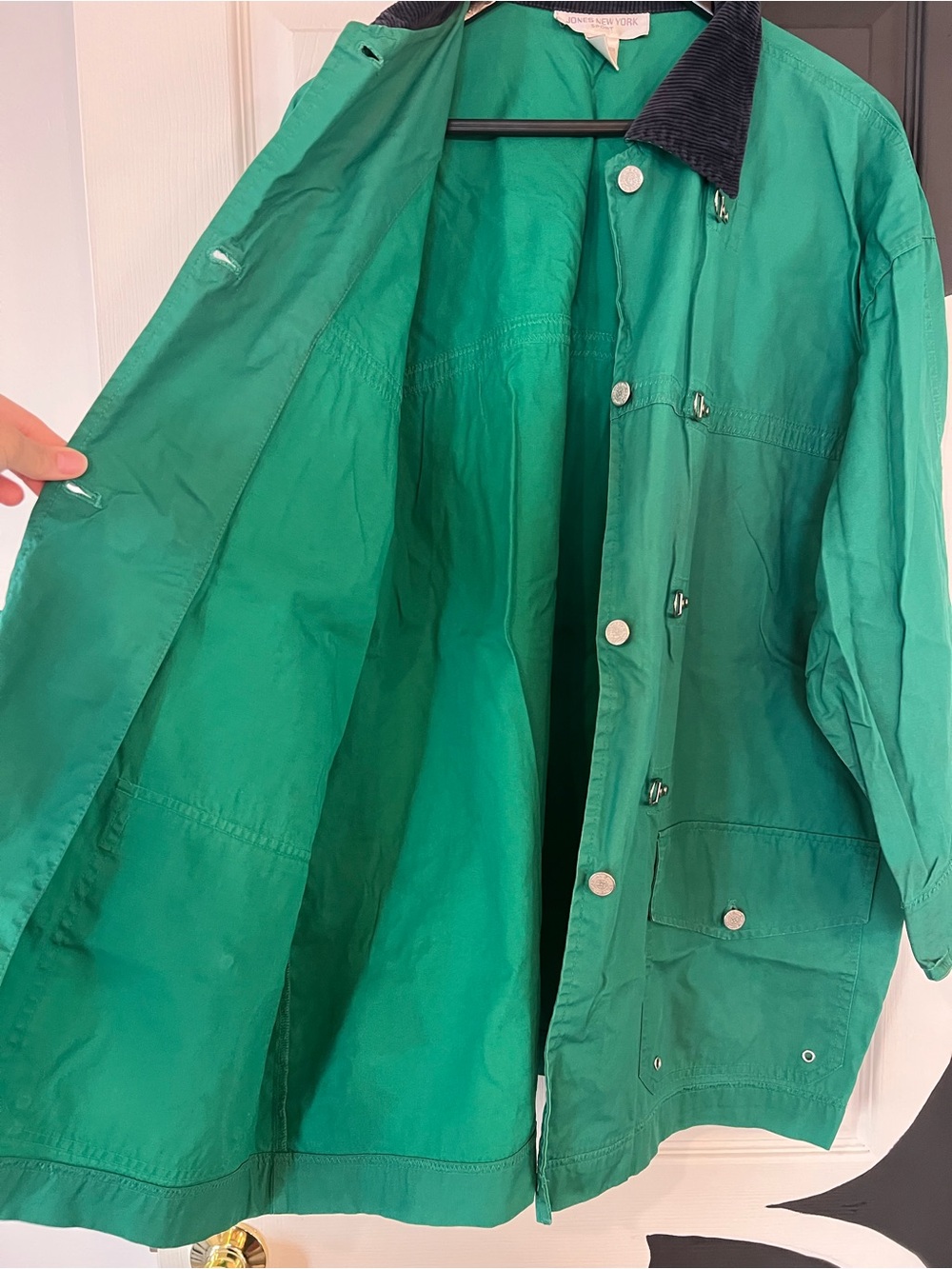 Vintage Green Toggle Coat with Corduroy Collar - Picture 9 of 11